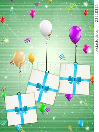 birthday card with balloons and gift 23518336