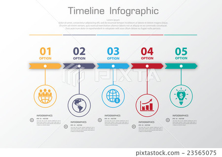 插图素材: long shadow design clean number timeline template