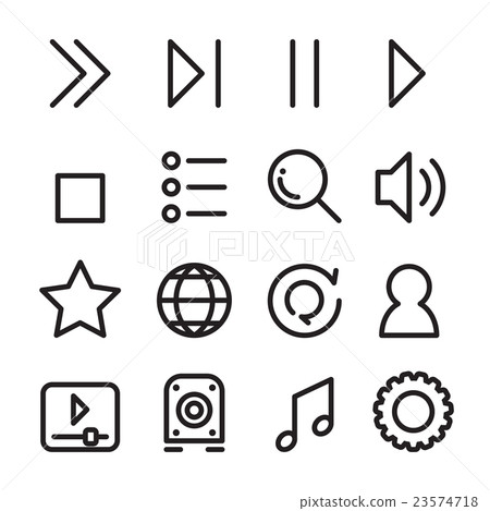 插图素材: media player icon in thin line style