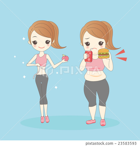 插图素材: healthy girl and fat girl 查看全部