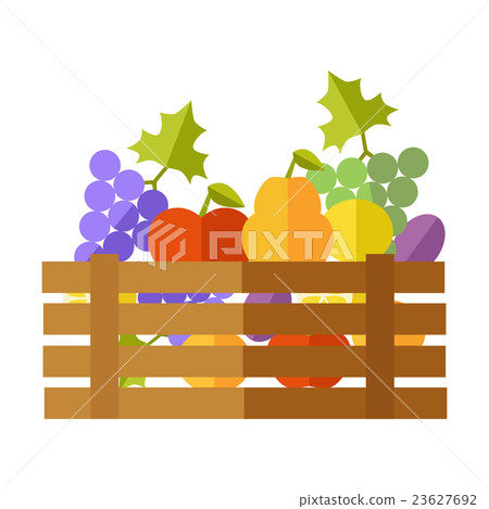 插图素材: fresh fruits at the market vector illustration.