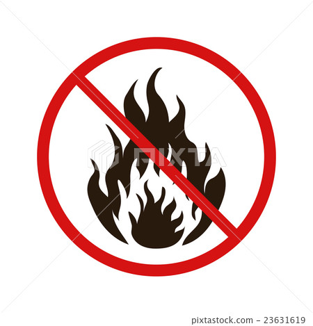 插图素材: no fire forbidden sign on white