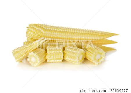 图库照片: whole and cut baby corn on white background