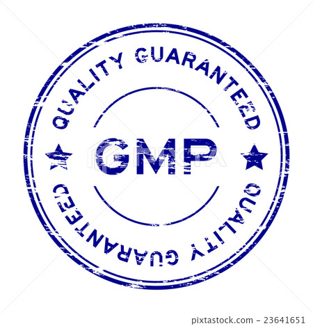 插图素材: grunge blue gmp and quality guarantee stamp