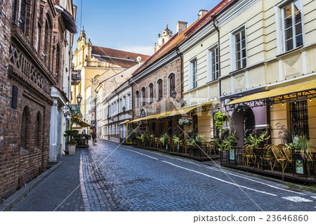 图库照片 vilnius oldtown street,lithuania