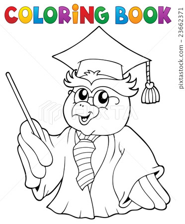 插图素材: coloring book owl teacher theme 3