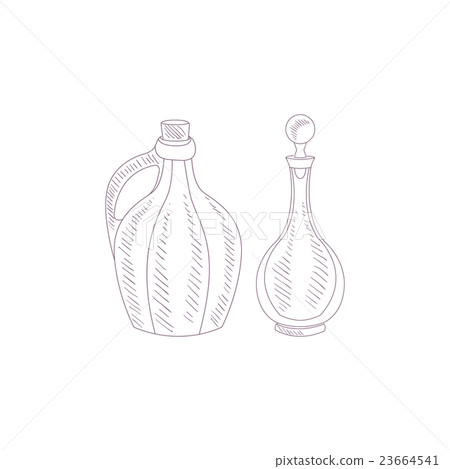 图库插图 wine glass jug and pitcher hand drawn realistic