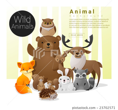 插图素材: cute animal family background with wild animals