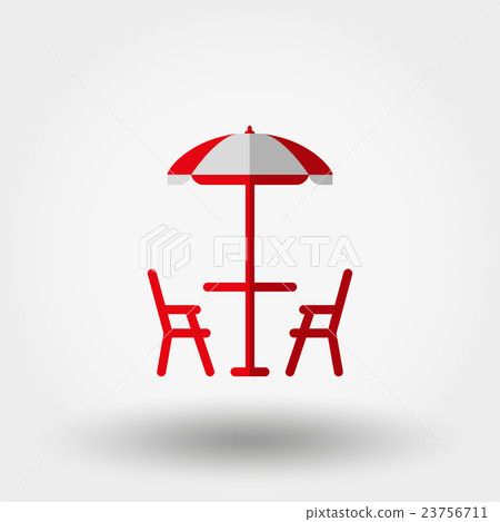 插图素材: beach table under an umbrella and chairs. 查看全部