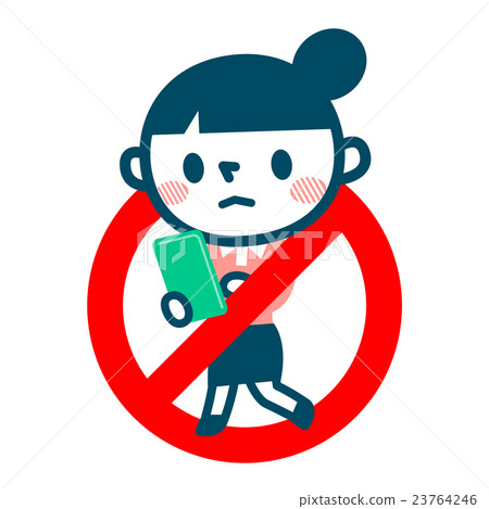 插图素材: 禁止走智能手机