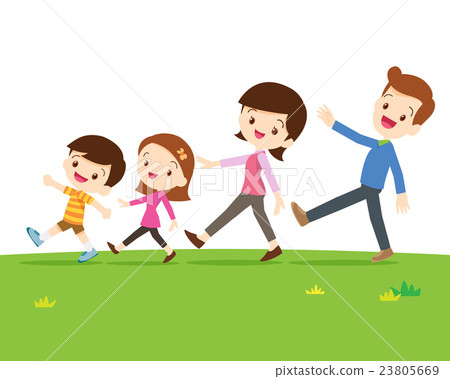 插图素材: cute family walking