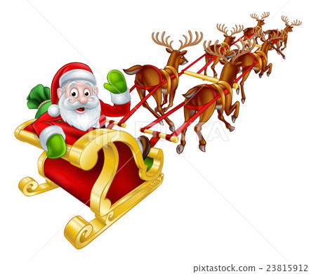 插图素材: santa and reindeer christmas sleigh 查看全部