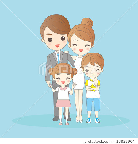 插图素材: cartoon family is smling happily