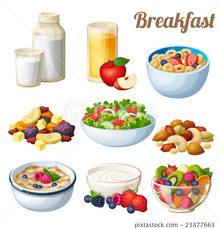 插图素材: breakfast 2. set of cartoon vector food icons