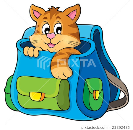 图库插图: cat in schoolbag theme image 1