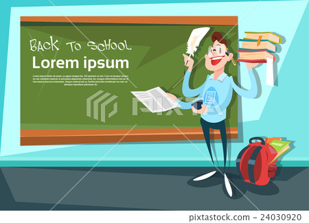 插图素材: literature teacher over class board back to school
