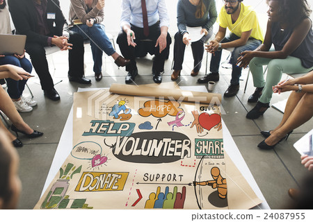 图库照片 volunteer charity give help share service concept