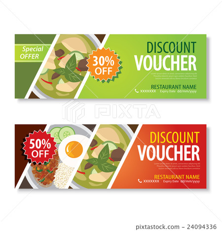 插图素材: discount voucher template with thai food