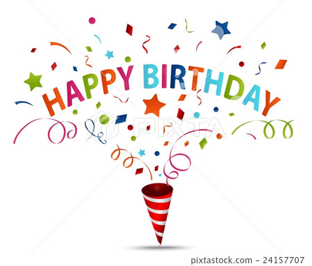 插图素材: birthday celebration with confetti