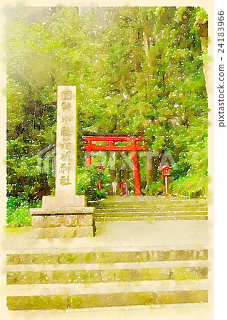 插图素材: 箱根神社(水彩画风格)02