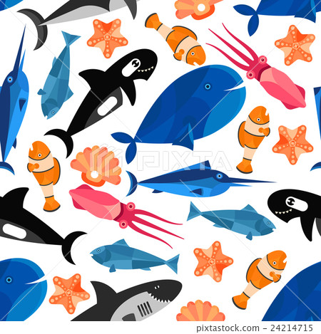 插图素材: fish cartoon seamless pattern wallpaper