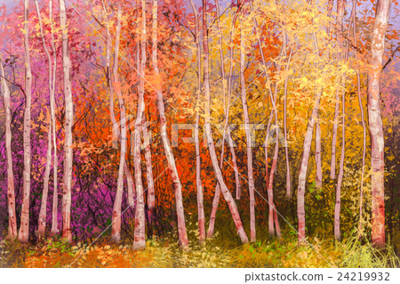 插图素材 oil painting colorful autumn landscape background