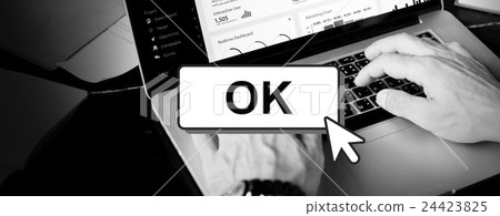 图库照片 ok click cursor enter computer concept