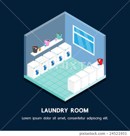 图库插图: laundry shop isometric vector perspective design.