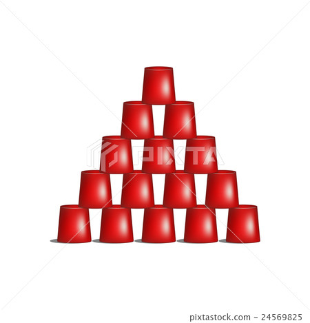 插图素材: pyramid of cups in red design on white background