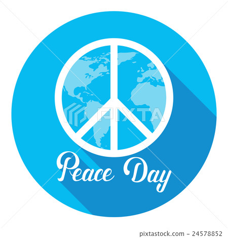 图库插图: world peace day hippie sign international holiday