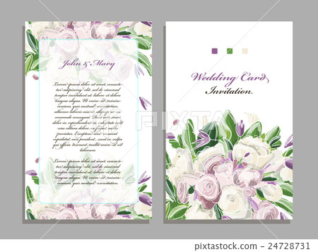 图库插图: wedding card template, floral design