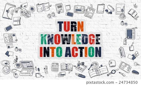 插图素材: turn knowledge into action concept. multicolor on