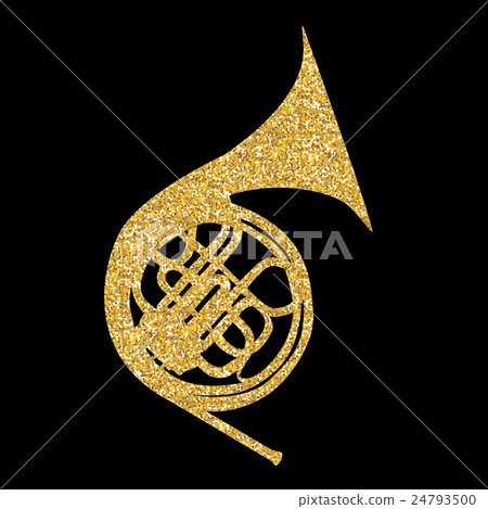 插图素材: musical instrument horn, which is used in symphony