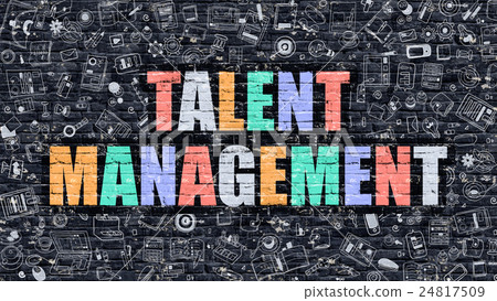 插图素材: talent management in multicolor. doodle design.