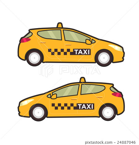 插图素材: taxi car icon. vector flat line illustration. pop