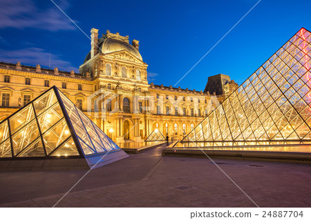 stock photo: louvre museum in central of paris, france.