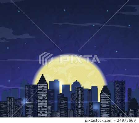 插图素材: night city skyline. abstract background. modern