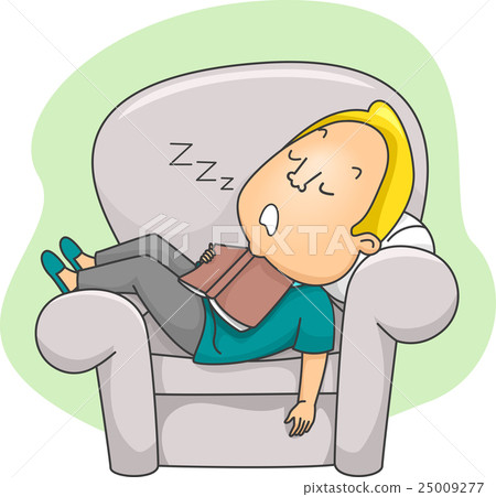 图库插图: man hold book sleep