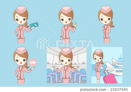 插图素材: cartoon flight attendant is smile