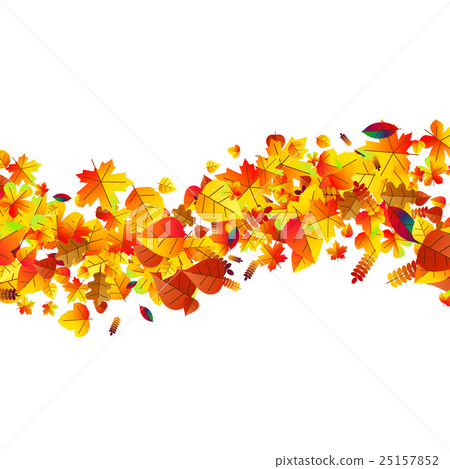 插图素材: autumn leaves scattered background. oak, maple and