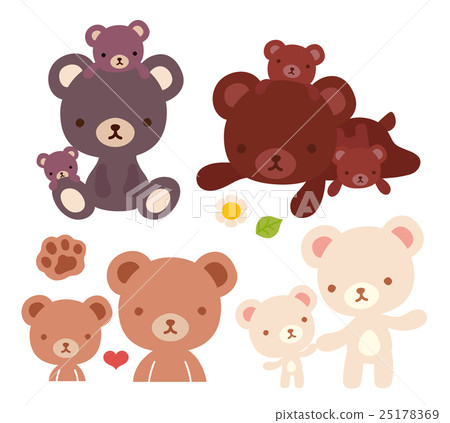 插图素材: collection of lovely bear family doodle icon