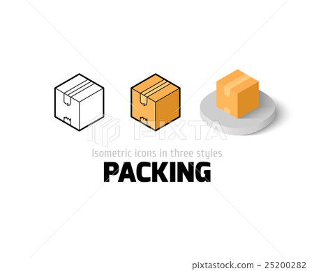 插图素材: packing icon in different style