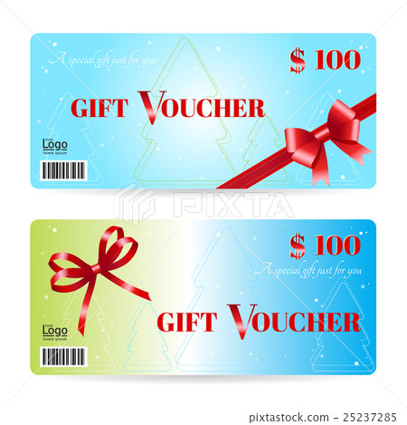 插图素材: christmas gift voucher or gift card template