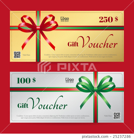 图库插图: christmas gift voucher or gift card template