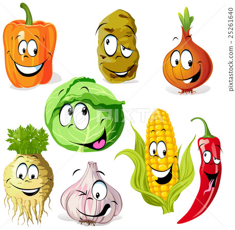 插图素材: funny vegetable and spice cartoon