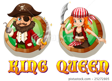 插图素材: viking king and queen on badges