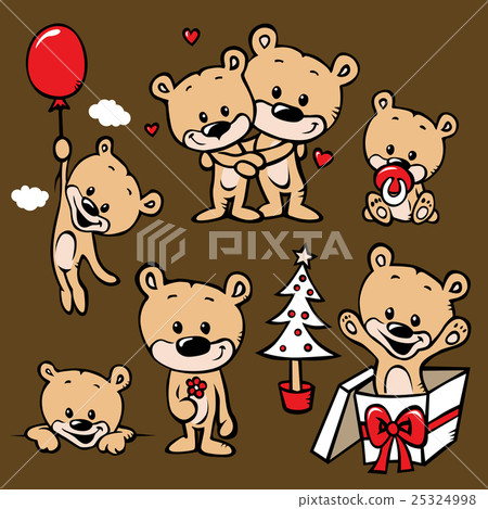 插图素材: cute bear family cartoon