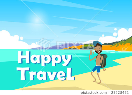 图库插图: man on seaside vacation holiday trip happy travel