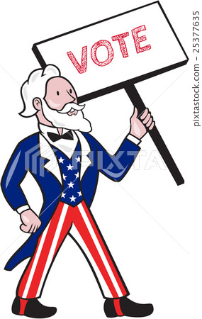 图库插图: uncle sam placard vote standing cartoon