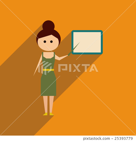 插图素材: flat web icon with long shadow woman teacher